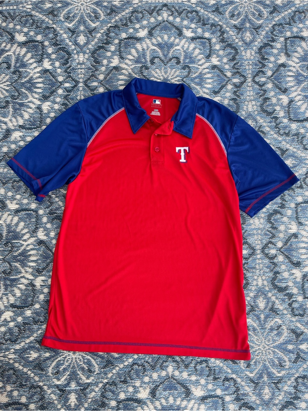 Genuine Merchandise Red and Blue Texas Rangers Polo